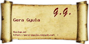 Gera Gyula névjegykártya